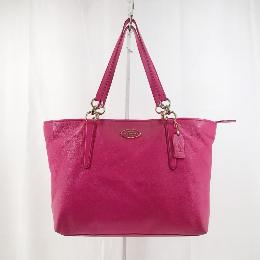 Coach Hot Pink Leather Ellis Chain Tote Bag